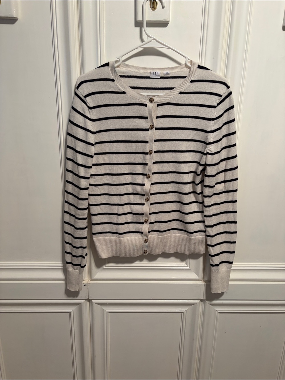GAP Striped Button-Up Cardigan - White & Black